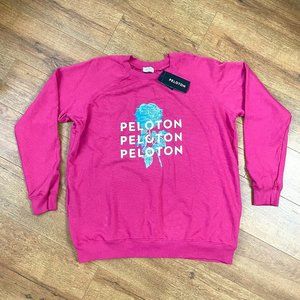 Peloton Womens M Pink Logo Everyday Oversized Crewneck Sweatshirt Pull Over New